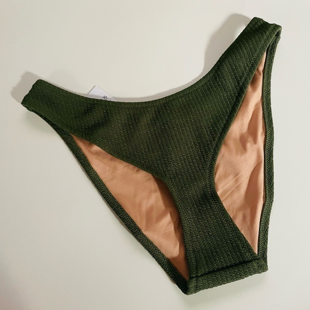 Textured Curved-Waist Cheeky Bikini Bottom Nwt
